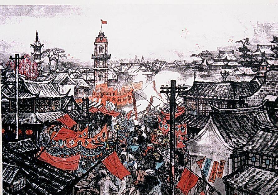 画家笔下南通解放的情景